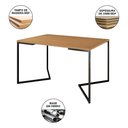 Ver imagem 5 de Mesa Industrial Jantar Retangular 137x90cm Canela Base V com 6 Cadeiras Eames Eiffel Brancas Ferro P