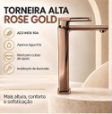 Ver imagem 7 de Torneira Doha Rose Gold Alta Aço Inox 304 Luxo Goldenx