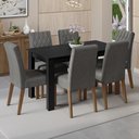 Ver imagem 1 de Conjunto Sala de Jantar Mesa Tampo de Madeira 6 Cadeiras Allegro Madesa