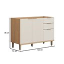 Ver imagem 3 de Balcão de Cozinha para Pia 120 Cm Bless 2 Portas 3 Gavetas 100% Mdf Jequitiba/off White - Linea Bras
