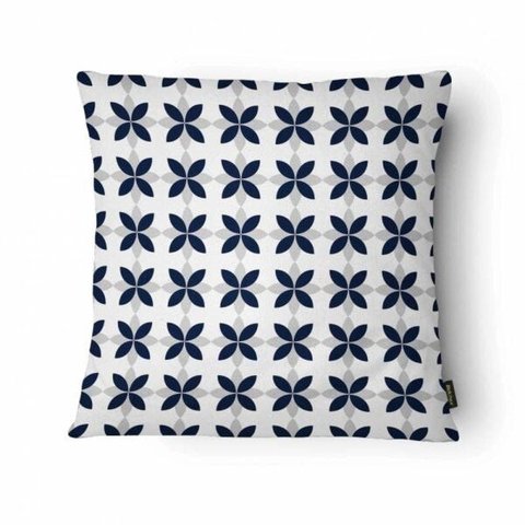 Capa para Almofada Elegance 43x43cm - Belchior - Azul e Cinza/ Flor