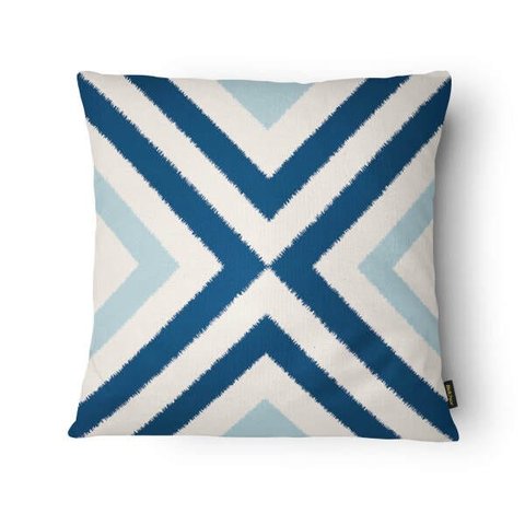 Capa para Almofada Velveteen 43x43cm - Belchior - Azul/ Geométrico