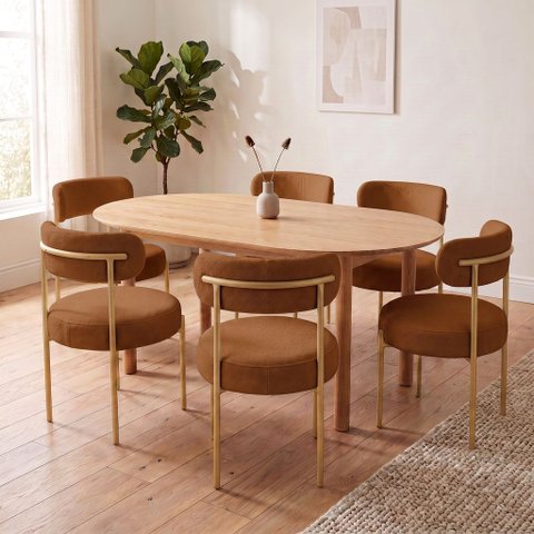 Cadeira Sala de Jantar Margara Kit 6 Base Aço Dourado Bouclê D03 - D'Rossi