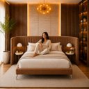 Ver imagem 2 de Cama Casal King e Cabeceira Curva Fernanda Bouclê Moscow Design Moderno