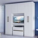 Ver imagem 2 de Guarda Roupa Solteiro 6 Portas, 2 Gavetas, Escrivaninha e Gaveteiro Porto Móveis Carraro