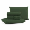 Ver imagem 1 de Jogo de Lençol Casal Padrão Premium Soft 600 Fios Micropercal Verde Escuro Ponto Palito Toque Macio
