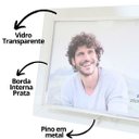 Ver imagem 3 de Porta Retrato Vidro Prime Borda Prata para Fotos 15x20 Horizontal - Tuut