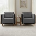 Ver imagem 1 de Kit 2 Poltronas Aviv para Sala Escritório Recepção Linho Premium Easy Clean Corino Premium Luxo