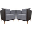 Ver imagem 1 de Kit 2 Poltronas Decorativas para Sala e Recepção Aviv Corino e Linho Premium Cores