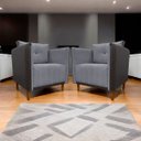 Ver imagem 2 de Kit 2 Poltronas Decorativas para Sala e Recepção Aviv Corino e Linho Premium Cores