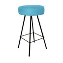 Ver imagem 2 de Kit 02 Banqueta Alta Laisa Industrial Redonda Cozinha Bar Balcão Bistrô Ferro Preto Suede Azul Turqu