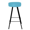Ver imagem 3 de Kit 02 Banqueta Alta Laisa Industrial Redonda Cozinha Bar Balcão Bistrô Ferro Preto Suede Azul Turqu