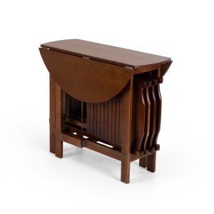 Conjunto Dobrável Prático Mesa 4 Cadeiras Redondo Imbuia Bar Cozinha