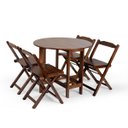 Ver imagem 2 de Conjunto Dobrável Prático Mesa 4 Cadeiras Redondo Imbuia Bar Cozinha