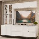 Ver imagem 1 de Estante Sala de Estar com Rack + Cristaleira 230cm Branco Vik Madesa 01