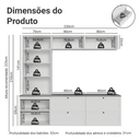 Ver imagem 3 de Estante Sala de Estar com Rack + Cristaleira 230cm Branco Vik Madesa 01