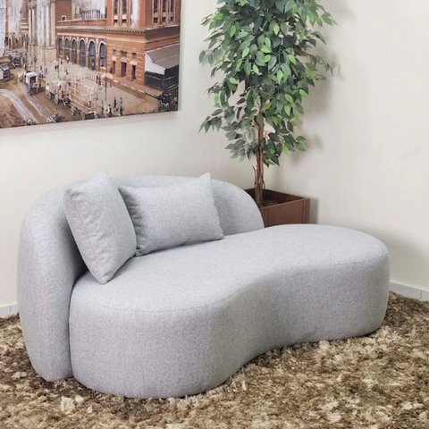 Namoradeira Chaise Organico 1,56m Curvo Minimalista Sevilha Cinza Claro