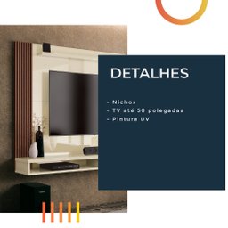 Painel para Tv até 50 Polegadas Dijon Off White Naturale Edn Móveis - 4