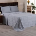 Ver imagem 3 de Kit Cobre Leito Colcha Speciale Casal Matelado Toque Acetinado 400 Fios 3 Peças Cinza
