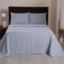 Ver imagem 2 de Kit Cobre Leito Colcha Speciale Casal Matelado Toque Acetinado 400 Fios 3 Peças Cinza
