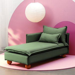 Sofá Modular Chaise Braço Lateral com Pé Bolinha Sôma CabeCasa MadeiraOriginals