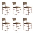 Ver imagem 1 de Kit 6 Cadeiras Vitória Industrial Veludo Bege Base Cobre para Mesa Sala Cozinha - Cobre/bege