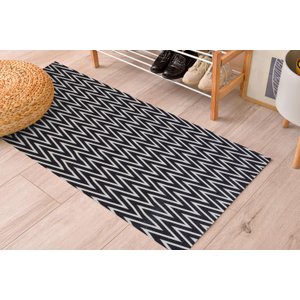 Tapete Passadeira 1,35MX50CM Zig Zag Preto Antiderrapante Para Quarto Sala ou Cozinha