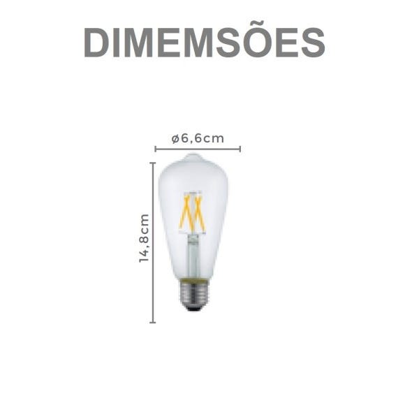 Kit 2 Lâmpadas Led Filamento Pera 4w St64 Luz Amarela 2400k