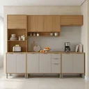 Ver imagem 1 de Cozinha Compacta Modulada 5 Peças 270cm 11 Portas e 2 Gavetas Colors Marrom Freijó/Cinza Niquel