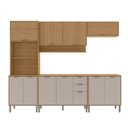 Ver imagem 2 de Cozinha Compacta Modulada 5 Peças 270cm 11 Portas e 2 Gavetas Colors Marrom Freijó/Cinza Niquel