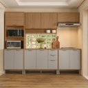 Ver imagem 6 de Cozinha Compacta Modulada 5 Peças 270cm 11 Portas e 2 Gavetas Colors Marrom Freijó/Cinza Niquel