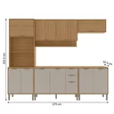 Ver imagem 3 de Cozinha Compacta Modulada 5 Peças 270cm 11 Portas e 2 Gavetas Colors Marrom Freijó/Cinza Niquel