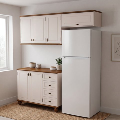 Cozinha Compacta 3 Peças Joy Off White/Nogueira