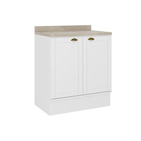 Gabinete de Cozinha Modulado Balcão C/ Tampo Bella 2609 C/ 2 Portas 80cm Branco - Carraro
