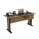Ver imagem 6 de Mesa de Escritório 160cm 2 Gavetas e Chave Me4193 Amêndoa/preto