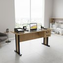 Ver imagem 3 de Mesa de Escritório 160cm 2 Gavetas e Chave Me4193 Amêndoa/preto