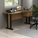 Ver imagem 2 de Mesa de Escritório 160cm 2 Gavetas e Chave Me4193 Amêndoa/preto