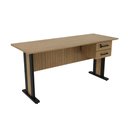 Ver imagem 1 de Mesa de Escritório 160cm 2 Gavetas e Chave Me4193 Amêndoa/preto