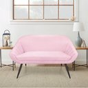 Ver imagem 6 de Kit 01 Namoradeira 02 Lugares e 02 Poltronas Giovana Suede de Ferro Rosa Bebê