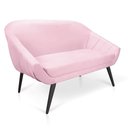 Ver imagem 4 de Kit 01 Namoradeira 02 Lugares e 02 Poltronas Giovana Suede de Ferro Rosa Bebê