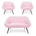 Ver imagem 1 de Kit 01 Namoradeira 02 Lugares e 02 Poltronas Giovana Suede de Ferro Rosa Bebê