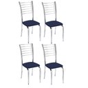 Ver imagem 1 de Kit 4 Cadeiras Iara Cromada para Cozinha-Corino Azul-Gat Magazine