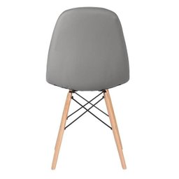 Kit 3 Cadeiras Estofadas Eames Eiffel Botonê - Cinza - Base de Madeira Clara - 4