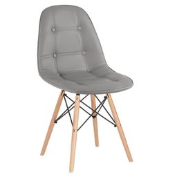 Kit 3 Cadeiras Estofadas Eames Eiffel Botonê - Cinza - Base de Madeira Clara - 2