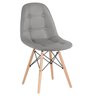 Kit 3 Cadeiras Estofadas Eames Eiffel Botonê - Cinza - Base de Madeira Clara - 2