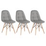 Kit 3 Cadeiras Estofadas Eames Eiffel Botonê - Cinza - Base de Madeira Clara - 1