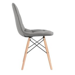 Kit 3 Cadeiras Estofadas Eames Eiffel Botonê - Cinza - Base de Madeira Clara - 3