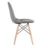 Kit 2 Cadeiras Estofadas Eames Eiffel Botonê - Cinza - Base de Madeira Clara - 3