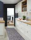 Ver imagem 1 de Tapete Passadeira Emborrachada Pvc Antiderrapante 0,65x5,00m Textura Branco Preto