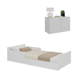Minicama Infantil Montessoriana e Mesa Cabeceira 2 Portas Multimóveis Mp4205 Branca - 1